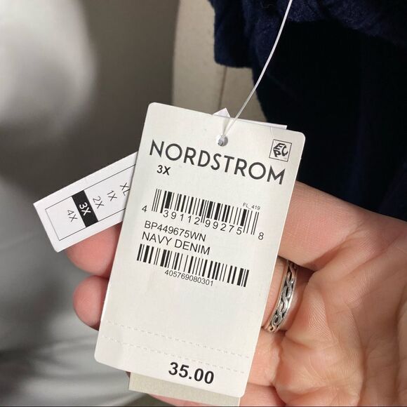 Bp Navy Blue Ribbed Hooded Cropped Long Sleeve Pullover - Picture 4 of 5